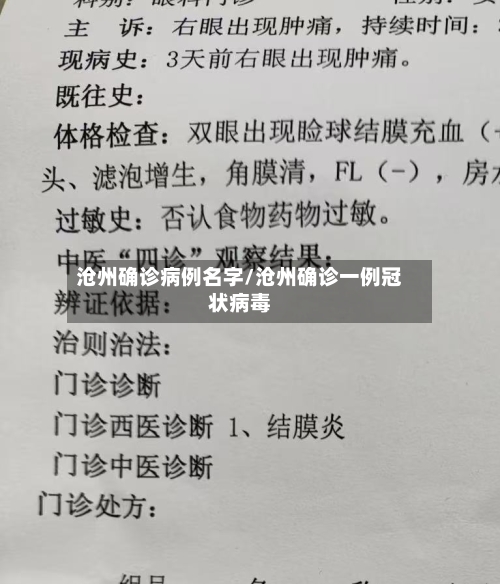 沧州确诊病例名字/沧州确诊一例冠状病毒