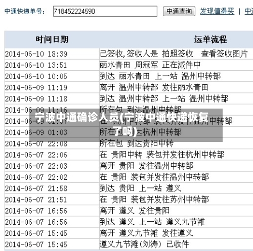 宁波中通确诊人员(宁波中通快递恢复了吗)