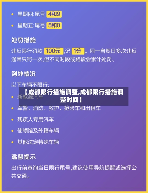 【成都限行措施调整,成都限行措施调整时间】