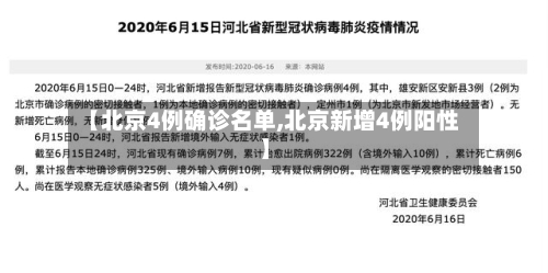 【北京4例确诊名单,北京新增4例阳性】