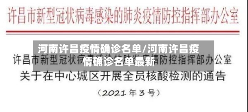 河南许昌疫情确诊名单/河南许昌疫情确诊名单最新