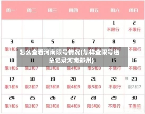 怎么查看河南限号情况(怎样查限号违章记录河南郑州)