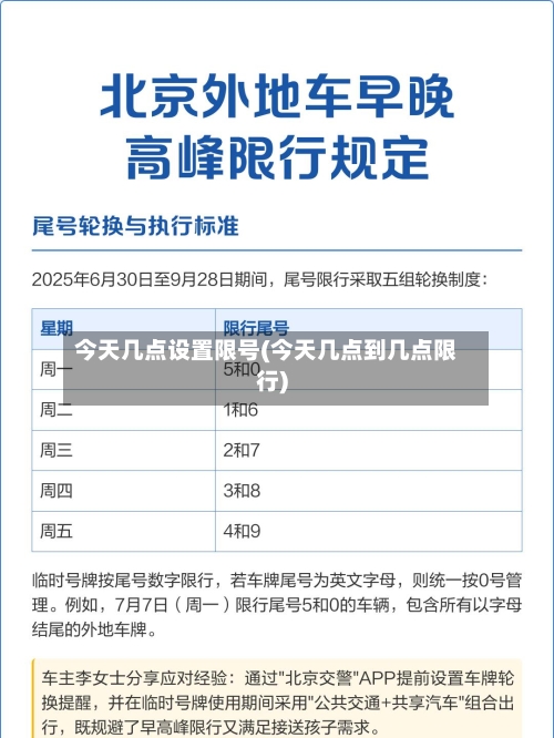 今天几点设置限号(今天几点到几点限行)