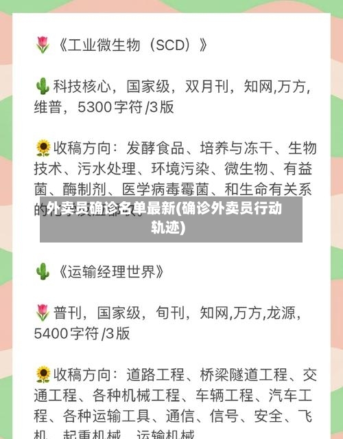 外卖员确诊名单最新(确诊外卖员行动轨迹)