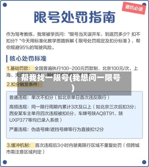 帮我找一限号(我想问一限号)