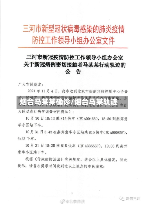 烟台马某某确诊/烟台马某轨迹