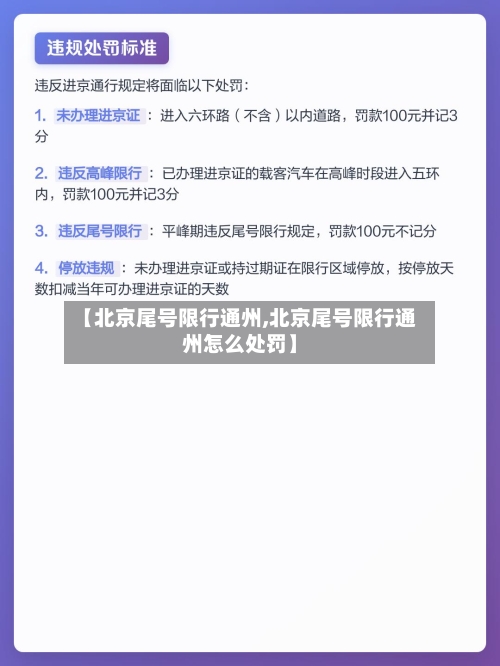 【北京尾号限行通州,北京尾号限行通州怎么处罚】