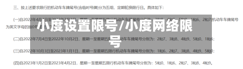 小度设置限号/小度网络限号