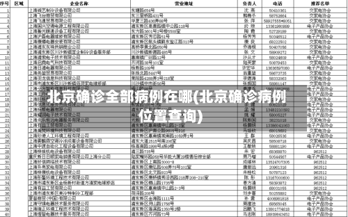 北京确诊全部病例在哪(北京确诊病例位置查询)