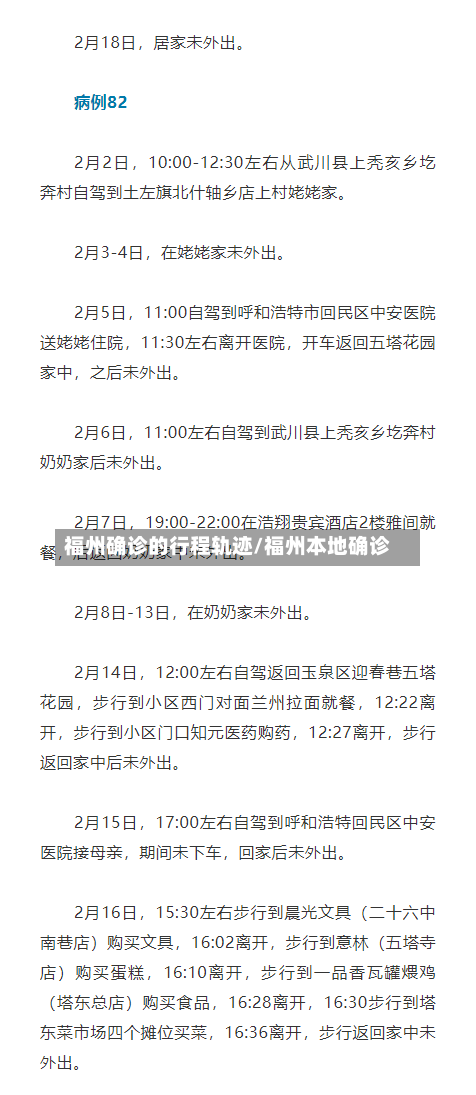 福州确诊的行程轨迹/福州本地确诊