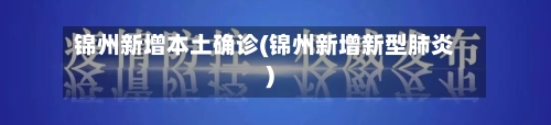 锦州新增本土确诊(锦州新增新型肺炎)